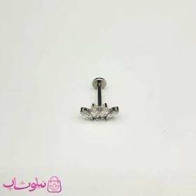 پیرسینگ گوش استیل نقره ای رنگ مدل چهار برگ کد 229