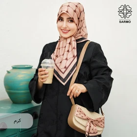 روسری ابریشم کجراه پولک (کرم)