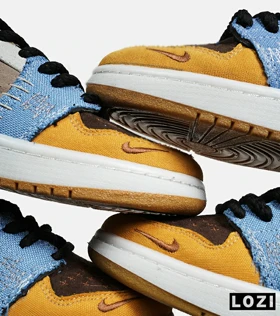 کفش کتانی مردانه و زنانه قهوه آبی خردلی NIKE jordan Vodoo مدل 6750