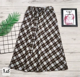 دامن چهارخونه پشمی قد 75 کد 50129 (کد 1)