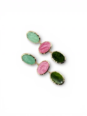 گوشواره میخی 3 بیضی رنگی