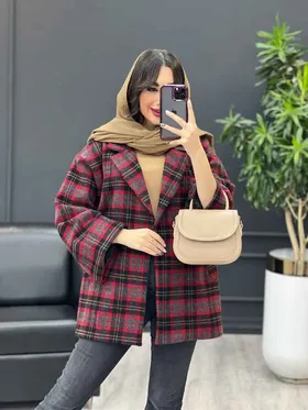 پالتو چهارخونه کمر دار