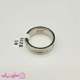 انگشتر مردانه مون بلان مدل خط‌دار نقره ای کد 460