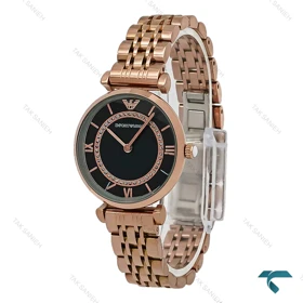 امپریو آرمانی زنانه رزگلد صفحه مشکی خورشیدی Armani-8003-L