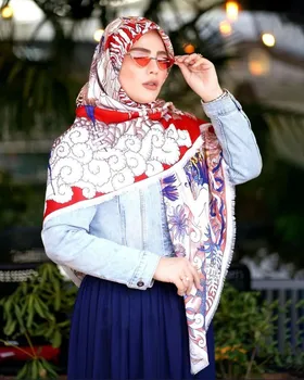 روسری نخ پنبه سیااسکارف وارداتی طرح شهر