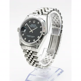 ساعت استیل زنانه طرح رولکس نقره ای صفحه مشکی