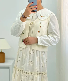 دامن تمام خامه دوزی بلند کد 4556