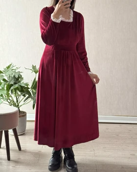 پیراهن مخمل یقه خشتی