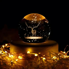 چراغ رومیزی مدل گوی کریستالی طرح گوزن