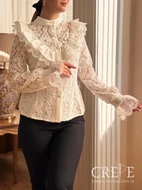 شومیز گیپور مغزی ساتن