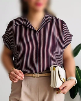 شومیز آستین کوتاه کرپ حریر