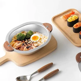 تابه استیل سیلور دسته چوبی در سه سایز