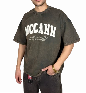 تیشرت آستین کوتاه سنگشور قهوه ای سنگی با گلدوزی برجسته