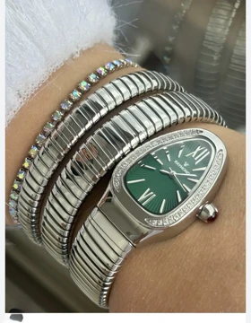 ساعت زنانه ماری بولگاری نقره ای صفحه سبز