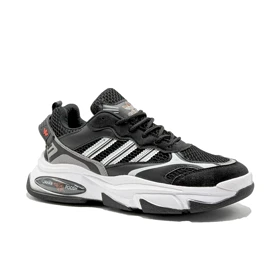 کتانی اسپرت ست مردانه زنانه مدل آدیداس سه خط رنگ مشکی سفید کد 54407