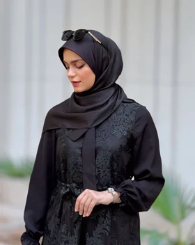 پیراهن مبینا (مشکی و نسکافه ای)