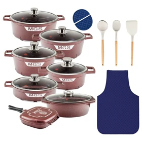 سرویس قابلمه 21 پارچه گرانیت طرح جرمنی C (بادمجانی)
