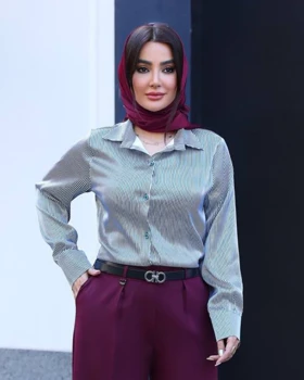 شومیز راه راه ساتن