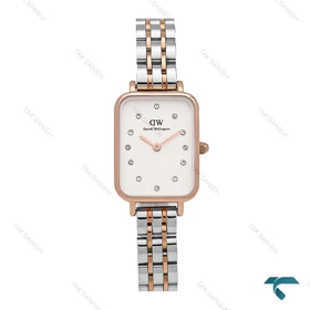 ساعت زنانه DW مستطیلی دو رنگ رزگلد ایندکس نگین DW-6765-L