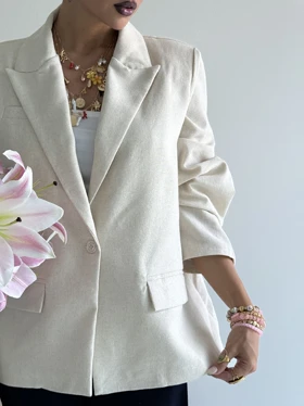 کت لینن طرح جیب