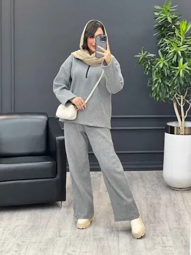 ست بافت یقه زیپ 3983