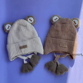 کلاه بافت بچگانه گوشدار تدی