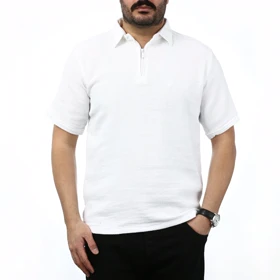 پولوشرت نیم زیپ حصیری مردانه مدل 6511646