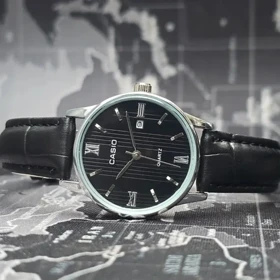 ساعت مچی مردانه طرح کاسیو بند چرم مشکی