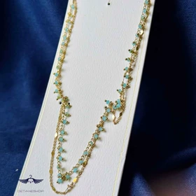 گردنبند دولاین سنگ فیروزه ای برند tosh