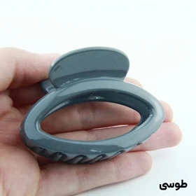 کلیپس دخترانه مدل بیضی ساده دو رنگ کوچک (طوسی)