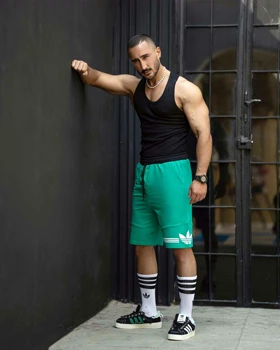 شلوارک بگ ورزشی ADIDAS فیروزه ای