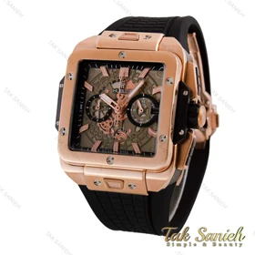 ساعت هابلوت مردانه مربعی رزگلد بند مشکی Hublot-4996-G