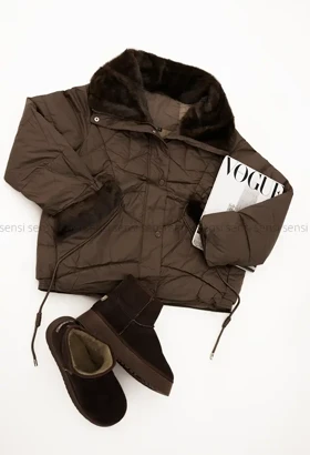 کاپشن وارداتی یقه پوست پشم شیشه کد1004846