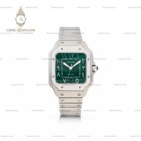 ساعت مچی کارتیه د سانتوس اتوماتیک عدد عربی صفحه سبز Cartier