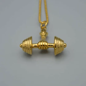 گردنبند استیل طرح دمبل مدل 7200 (طلایی)