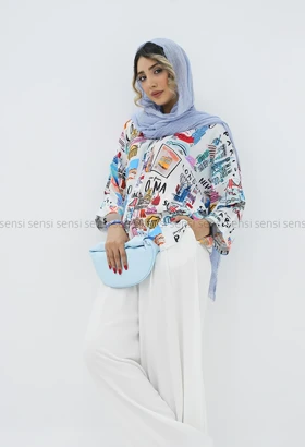 شومیز نخی چاپی طرح دار