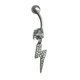 پیرسینگ ناف استیل طرح رعد و برق جواهری