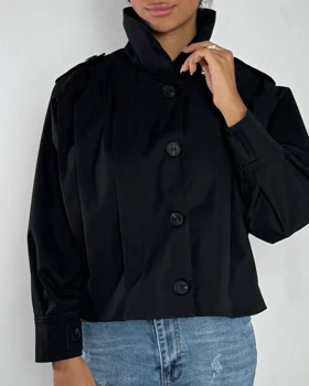 ترنچ کت پلیسه کد 600041 (مشکی)