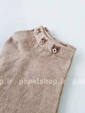 جوراب مچی نخ پنبه رنگی طرح خرس