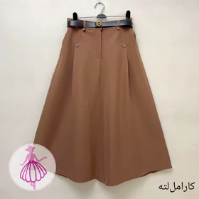 دامن کرپ مازراتی پیلدار (کارامل لته)