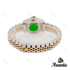 رولکس زنانه دورنگ طلایی صفحه صدف ایندکس خط w-8085