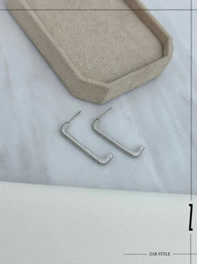 گوشواره خطی عمودی فول نگین