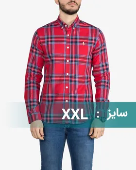 پیراهن آستین بلند چهارخانه درشت قرمز