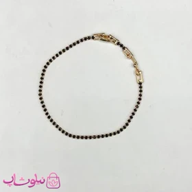 دستبند زنانه ژوپینگ ظریف طرح تنیسی نگین مشکی کد 2291