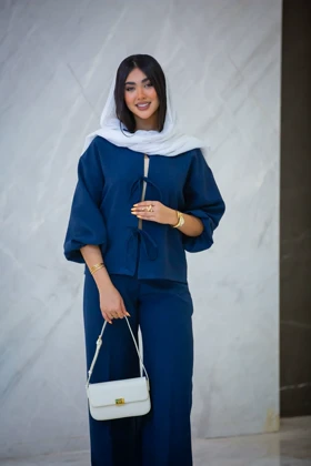 ست شومیز و شلوار جلو بندی