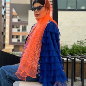 شال توری نارنجی 2 متر