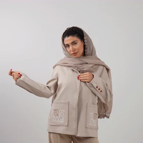 کت جیب گلدوزی (کرم)