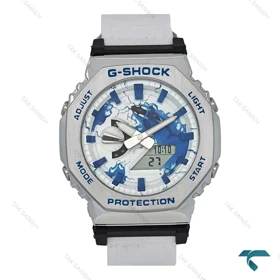 ساعت جیشاک GM2100 مردانه سیلور بند برزنتی سفید G-Shock-7532-G