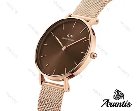 ساعت دنیل ولینگتون رزگلد صفحه قهوه ای زنانه w-5293