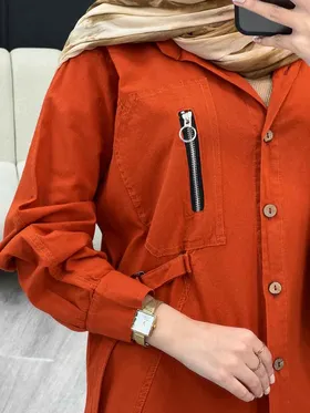 مانتو جیب زیپ سگک دار